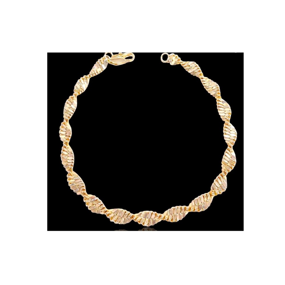 Laminated Gold Tone Spiral Textured‎ Link BraceletFashion 4.2N Accessory 7inch